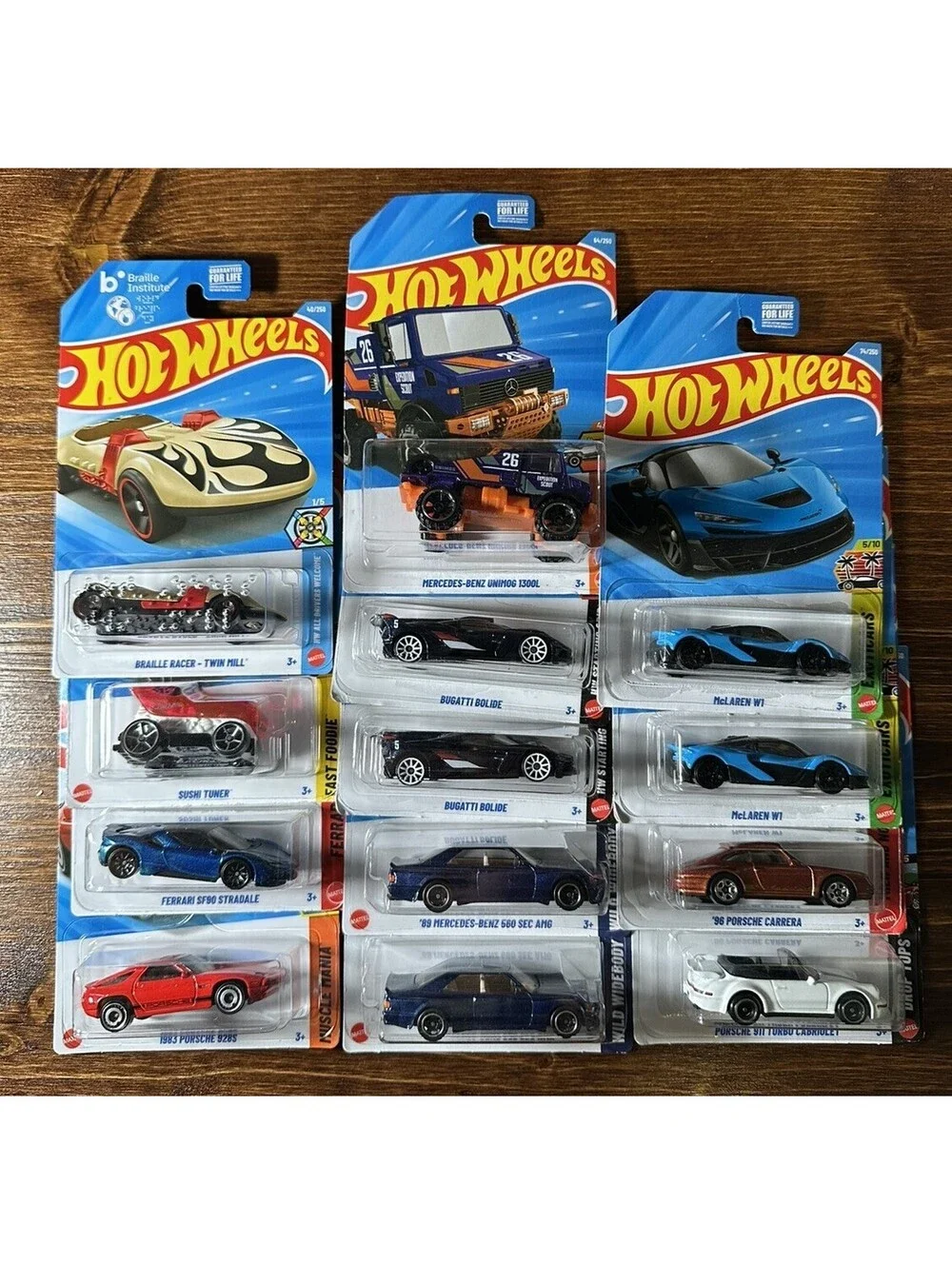 Hot Wheels LOT of 13 Cars Ferrari Mercedes Bugatti Porsche 911 McLaren